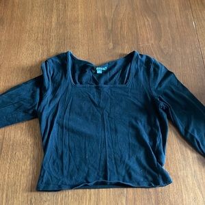 black square neck crop top